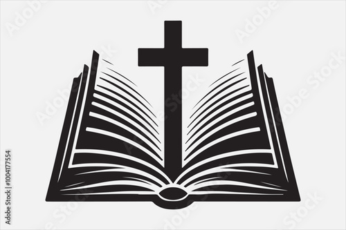 Silhouette of a holy Bible and cross