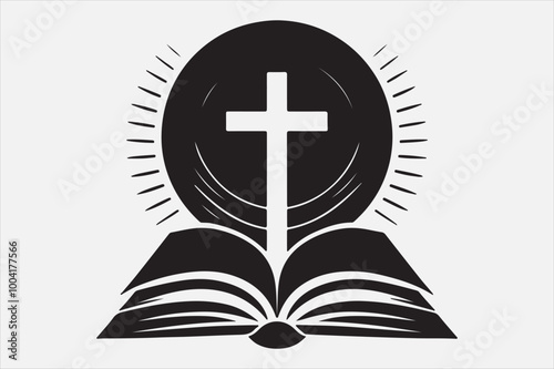 Silhouette of a holy Bible and cross