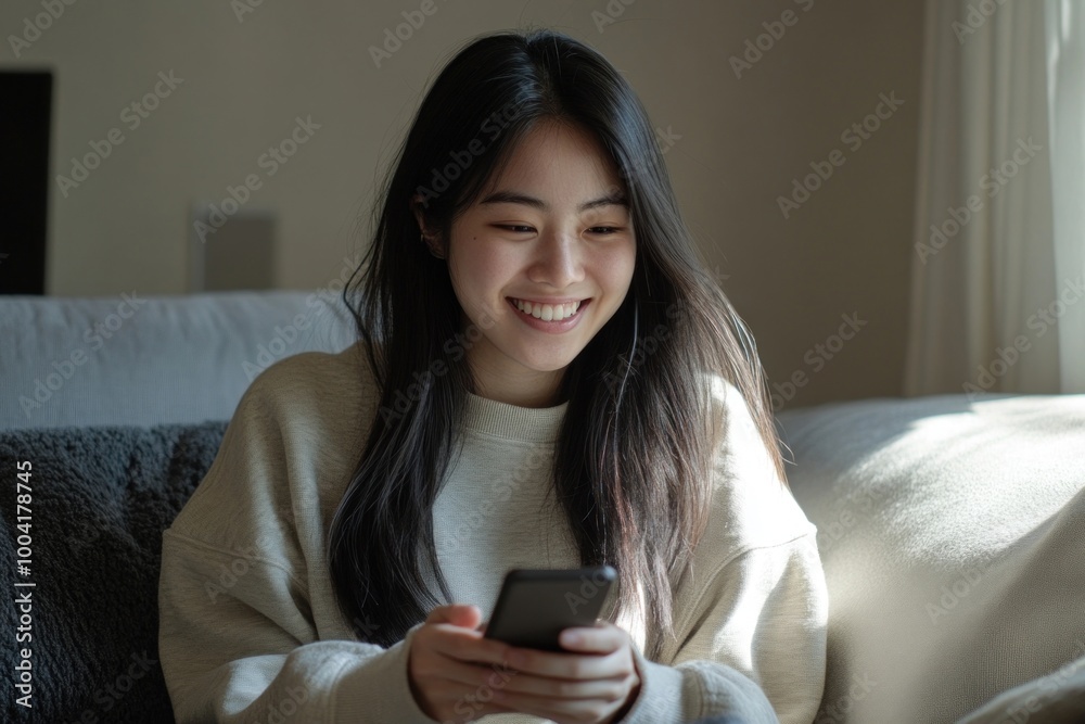 Smiling Asian woman phone mobile phone electronics. Smiling Asian woman phone mobile phone electronics.