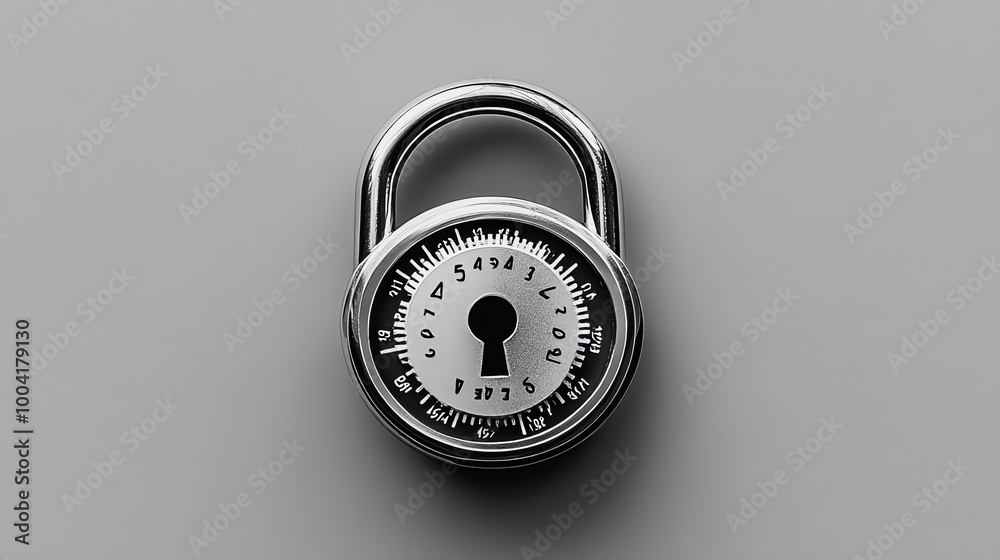 A combination padlock on a gray background. A combination padlock on a gray background.