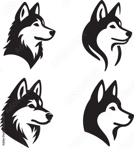 Classic Laika Dog Head Silhouette Style vector art