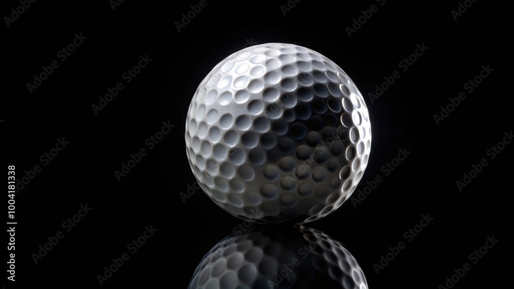 Golf ball isolated on black background with space for text for sports design projects Golf ball isolated on black background with space for text for sports design projects