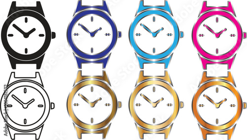 Watches set bundle with black blue sky blue pink and golden color clock watches