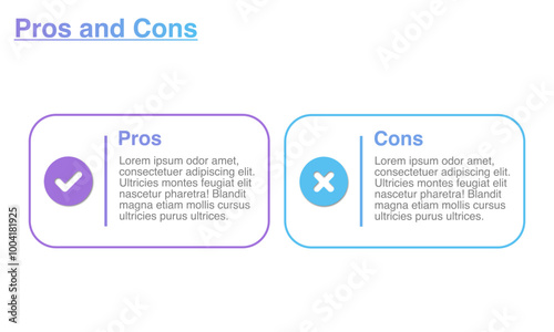 Pros and Cons, Do's and Don'ts, Good, Bad, Positive, Negative Comparison Business  Infographic Design Template.