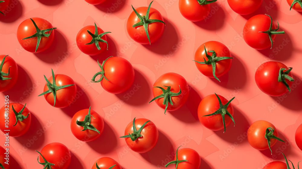 Ripe, perfect red tomatoes, copy space background. Organic delicious tomato vegetable on a red background. Concept: ingredient of tomato sauce, Italian restaurant, grocery store. Ripe, perfect red tomatoes, copy space background. Organic delicious tomato vegetable on a red background. Concept: ingredient of tomato sauce, Italian restaurant, grocery store.