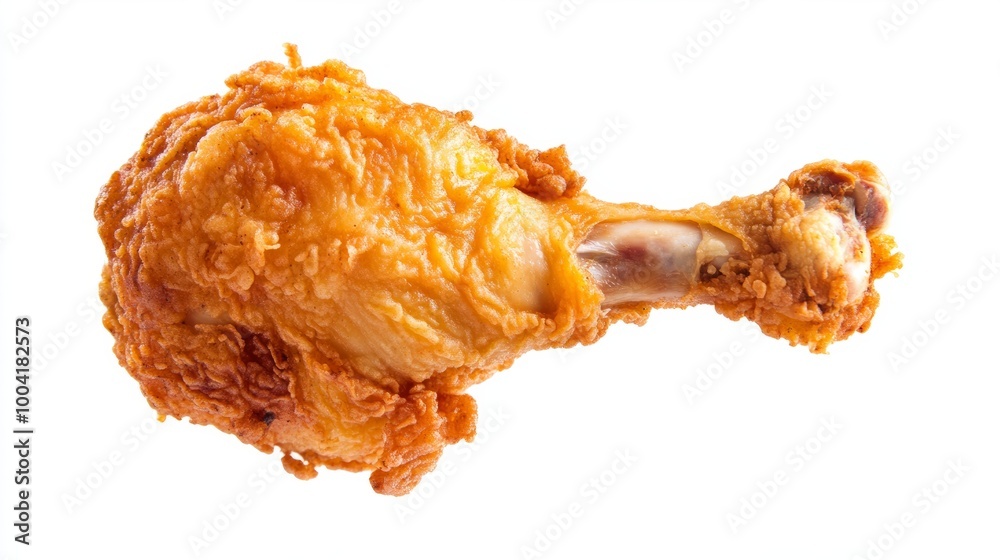 An appetizing image of a juicy fried chicken leg held up with a bite taken out, showcasing the tender meat inside. The rich texture and flavor promise a satisfying meal. An appetizing image of a juicy fried chicken leg held up with a bite taken out, showcasing the tender meat inside. The rich texture and flavor promise a satisfying meal.