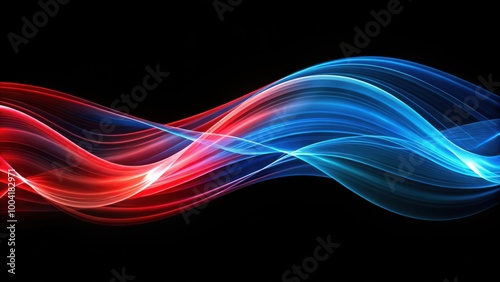 Abstract Blue and Red Wave Pattern on Black Background for Graphic Design Projects