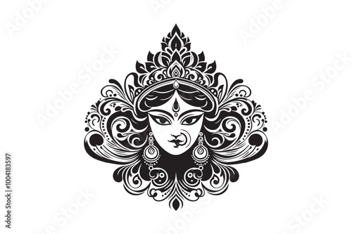 Ma Durga silhouette vector, Durga silhouette vector 