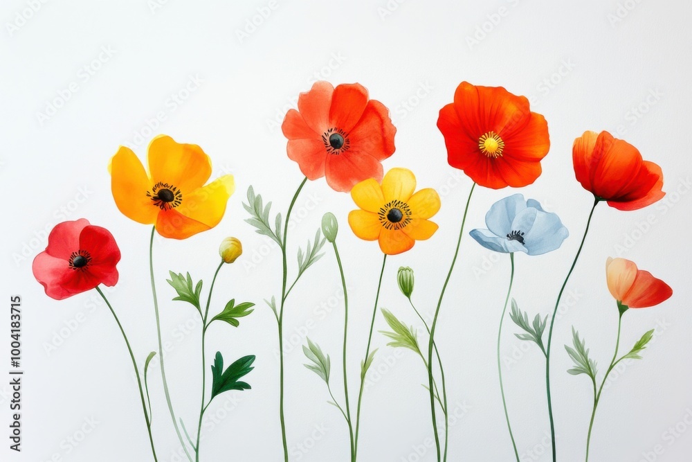 Fototapeta premium Vibrant Watercolor Floral Artwork