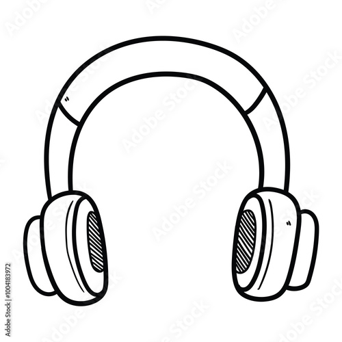 Hand drawn doodle wireless headphones on white background.