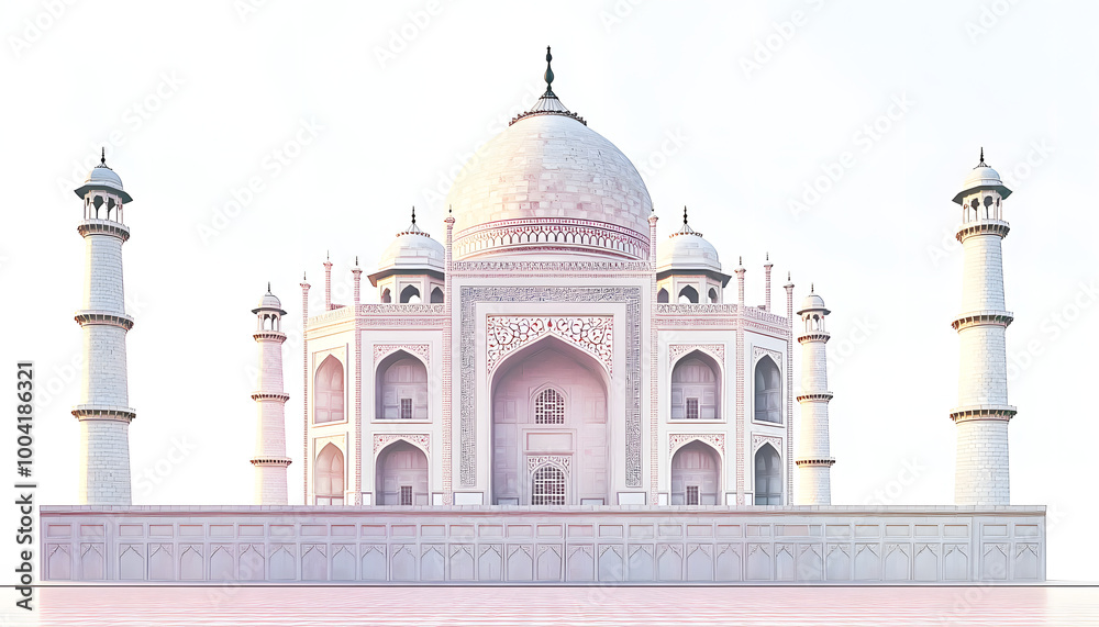 Fototapeta premium illustration of the taj mahal on white background