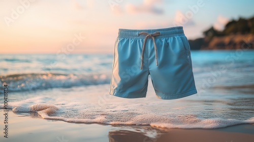 pair of swim trunks with drawstring photo