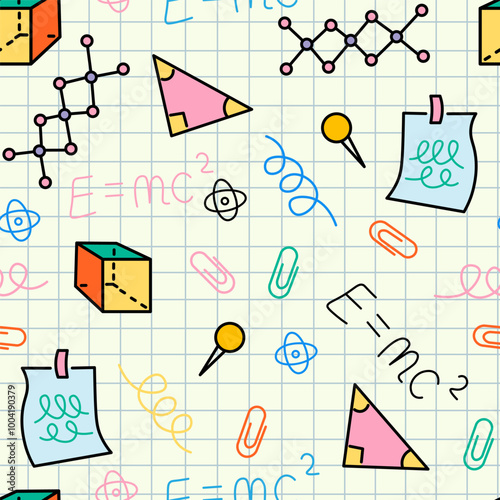 seamless pattern with stationery and stuff for school and education in doodle style. design for website poster backdrop wallpaper background banner package wrapping textile print