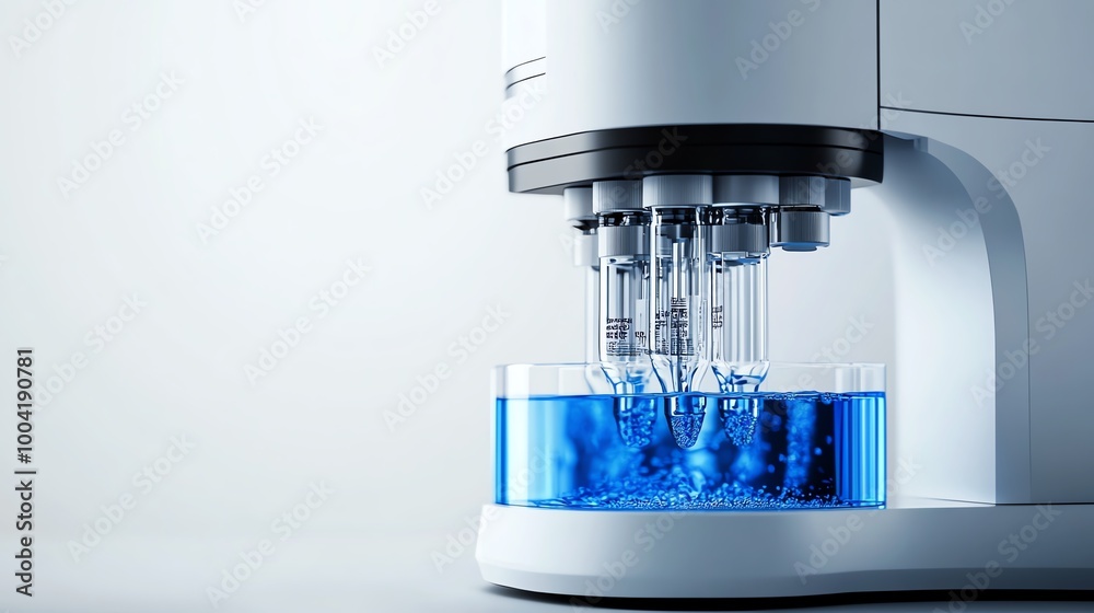 PCR machine in action, advanced genetic testing equipment, 3D illustration PCR machine in action, advanced genetic testing equipment, 3D illustration