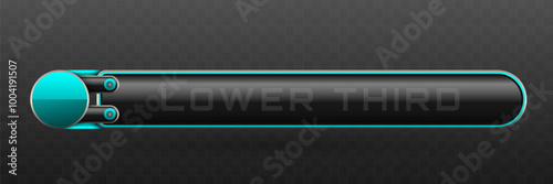 Lower Third Banner in Metallic Black, Silver and Aqua Blue Color Theme for Video Screen Broadcast Presentation Titles