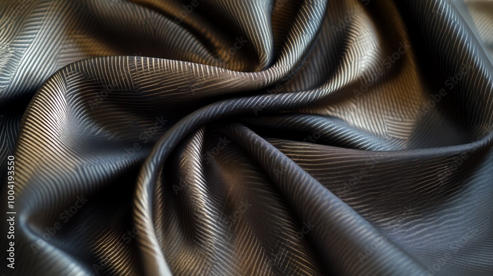 Naklejka premium Close up of a soft, flowing black fabric with a striped pattern.