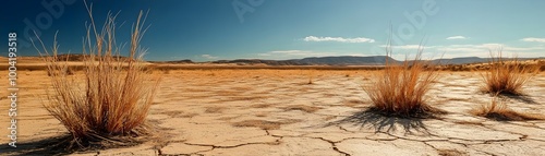 Dry Desert Landscape with W...