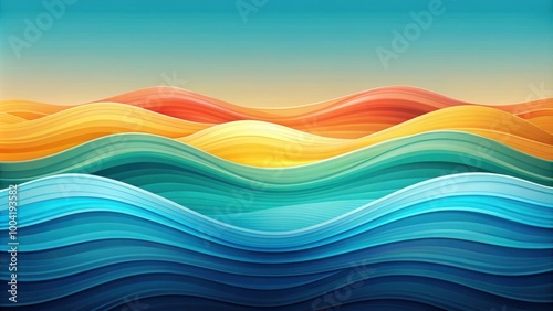 Layered minimalistic vibrant waves creating soothing rhythm for soul photo