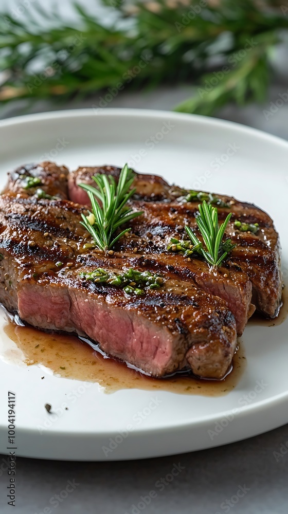 Delectable grilled steak dish served with beautifully roasted vegetable side