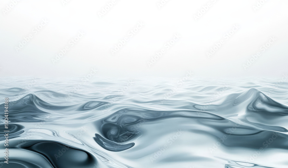 A serene landscape of gentle waves reflecting soft light on a calm sea, blending seamlessly with an overcast sky at dawn. Generative AI A serene landscape of gentle waves reflecting soft light on a calm sea, blending seamlessly with an overcast sky at dawn. Generative AI