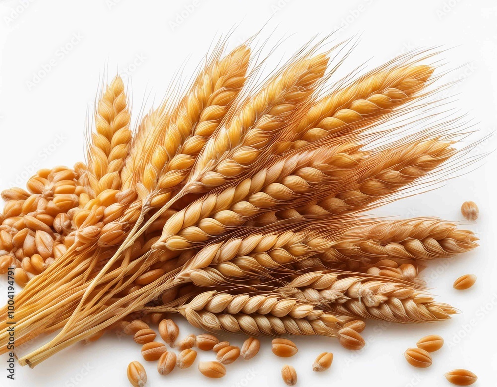 wheat grains on a white background wheat grains on a white background