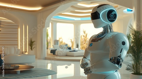 Futuristic Robot in Modern Home