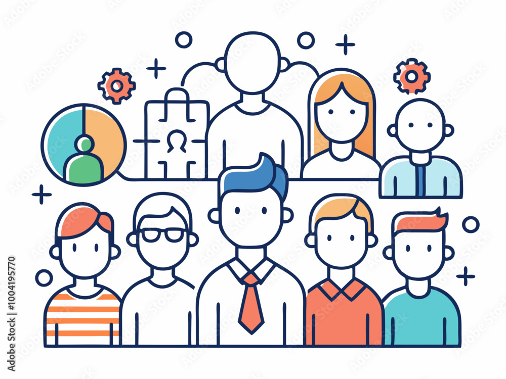 Business Team - line vector icon set. Pixel perfect. Editable stroke. The set includes a Organized Group, Group Of People, Team, Coworkers, Diversity, Team Building, Handshake, Jigsaw Piece, Meeting, Business Team - line vector icon set. Pixel perfect. Editable stroke. The set includes a Organized Group, Group Of People, Team, Coworkers, Diversity, Team Building, Handshake, Jigsaw Piece, Meeting,