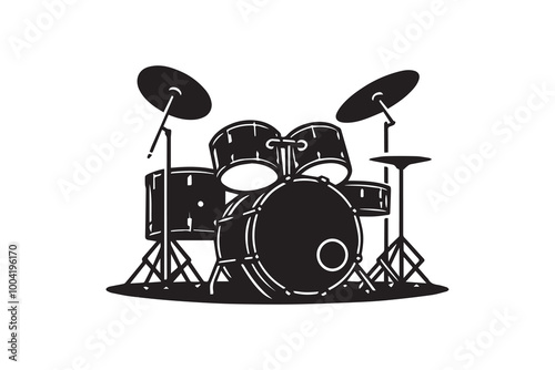 Wallpaper Mural Drum kit set Design Silhouette Illustration Torontodigital.ca