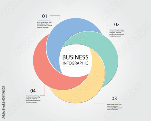 Business Infographic modern design template for banners and infographics for 4  circle step 