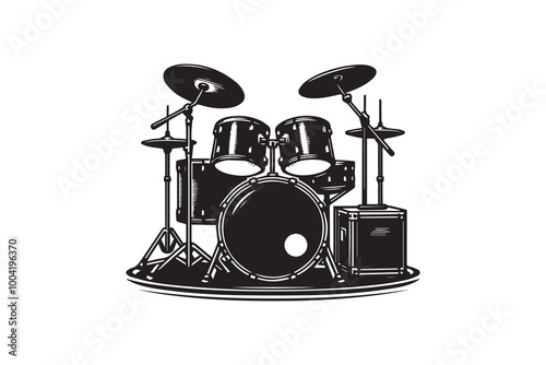 Drum kit set Design Silhouette Illustration