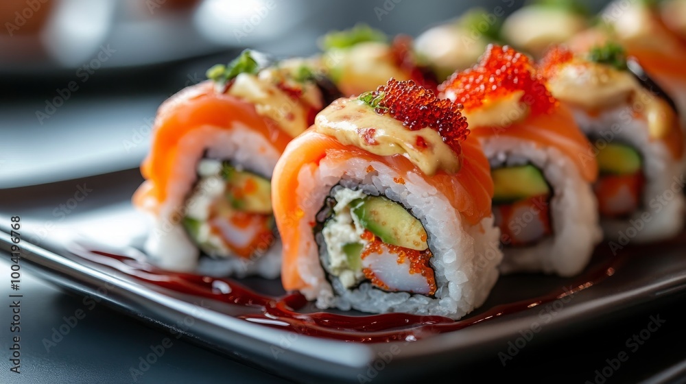 Tuna sushi roll with fresh tuna slices, highlighting the simplicity and elegance of Japanese cuisine. Tuna sushi roll with fresh tuna slices, highlighting the simplicity and elegance of Japanese cuisine.