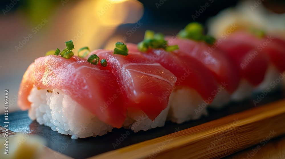 Tuna sushi roll with fresh tuna slices, highlighting the simplicity and elegance of Japanese cuisine. Tuna sushi roll with fresh tuna slices, highlighting the simplicity and elegance of Japanese cuisine.