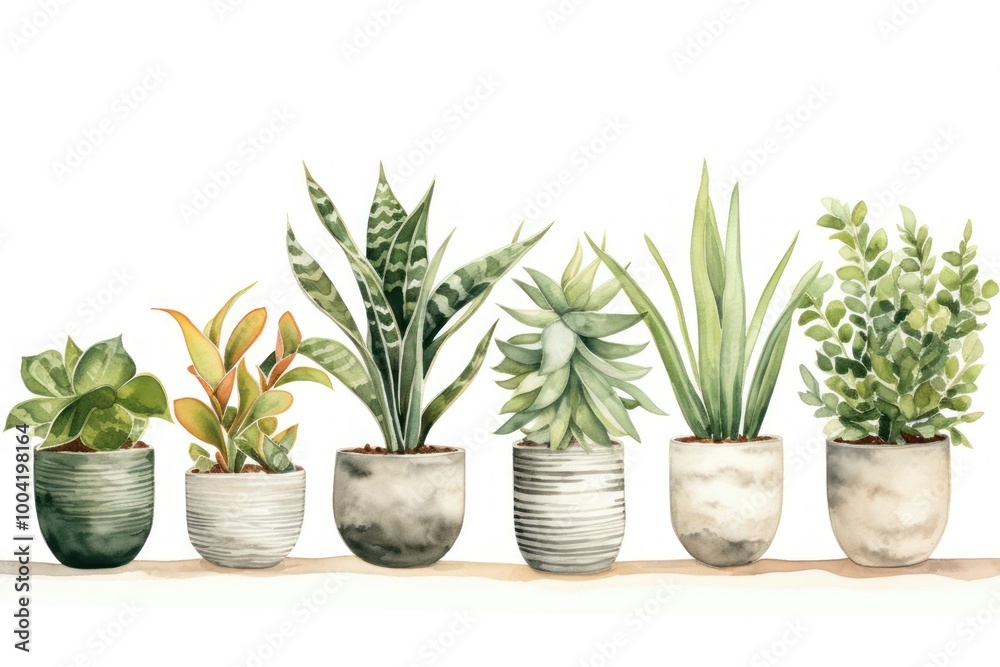 Fototapeta premium Plant vase leaf white background.