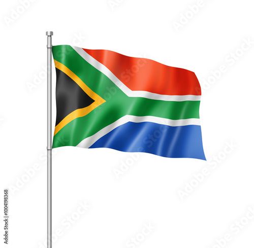 South African flag isolated on white