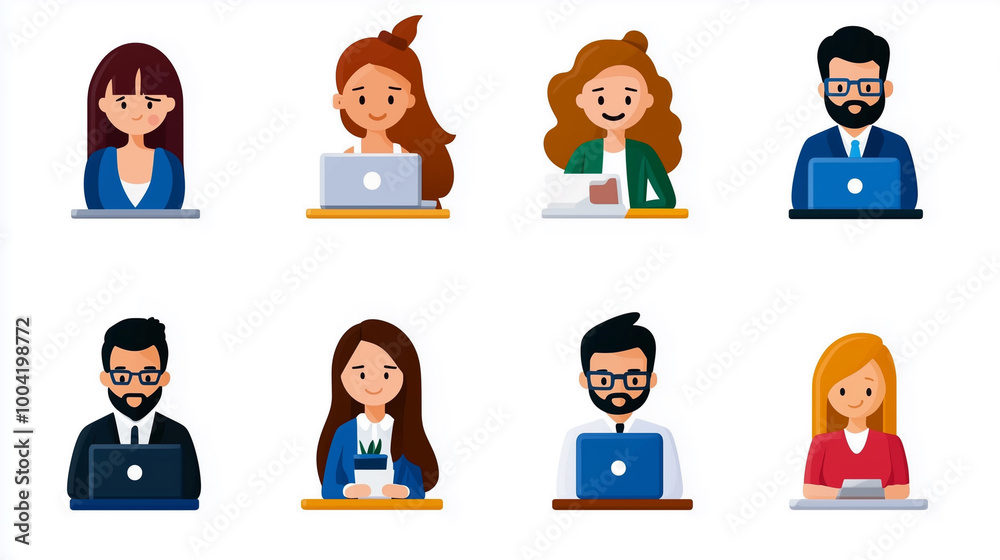 Remote work has become common practice, as shown by these diverse individuals engaged in their tasks on laptops. Each person represents unique style and approach to working from home. Remote work has become common practice, as shown by these diverse individuals engaged in their tasks on laptops. Each person represents unique style and approach to working from home.