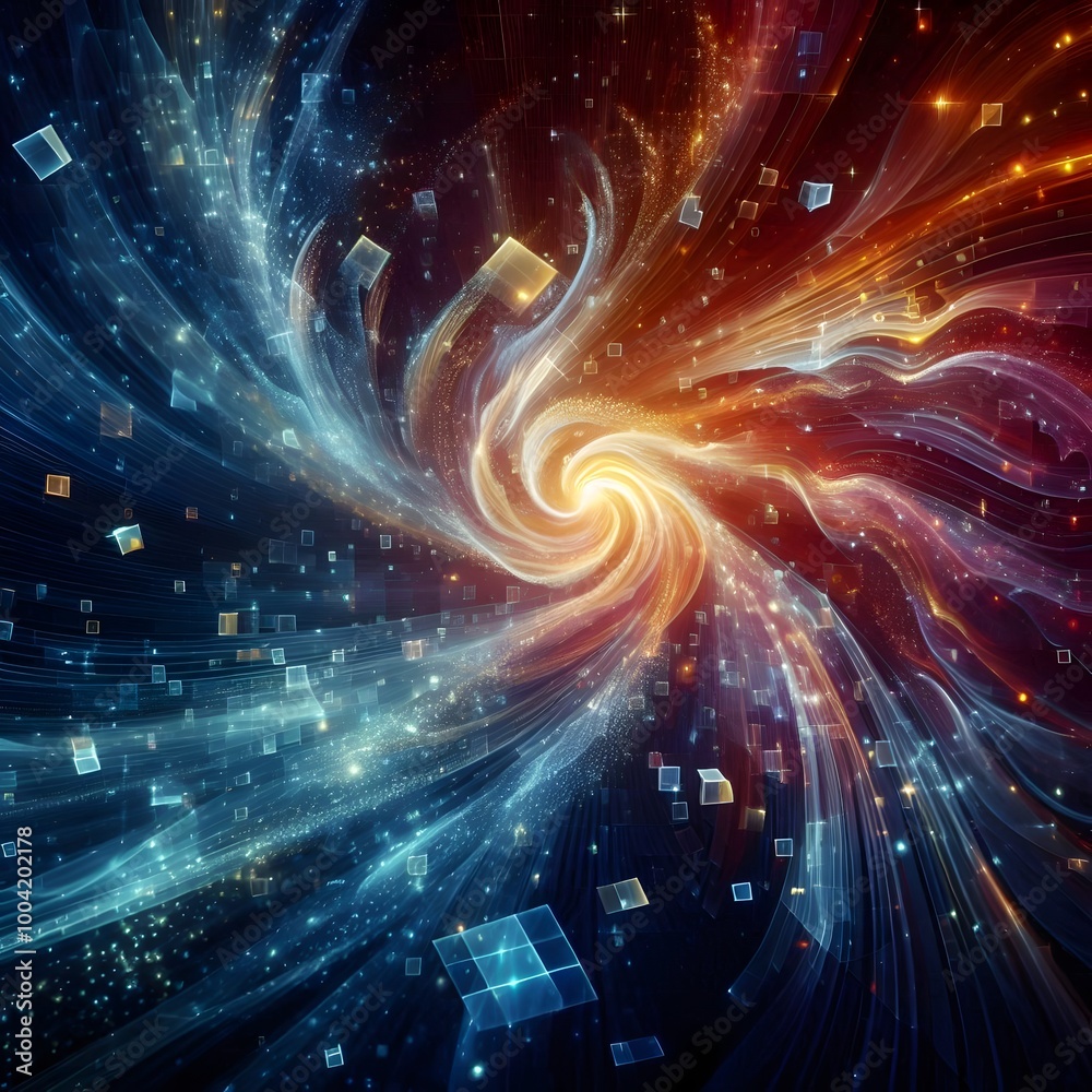 Stun Abstract Digital Waves And Bright Squares Particles In Space a Stunning 10 Stun Abstract Digital Waves And Bright Squares Particles In Space a Stunning 10