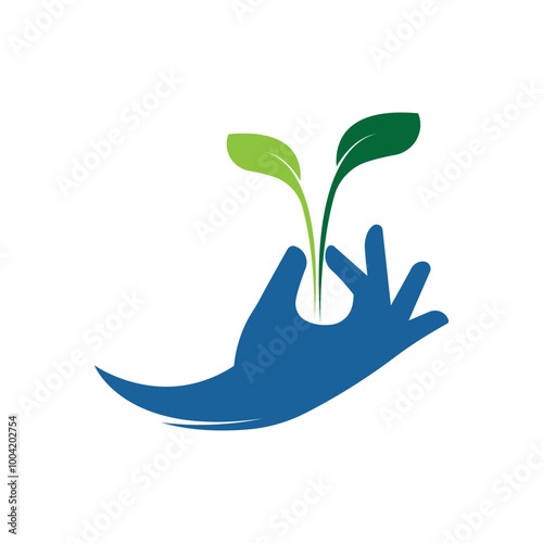 Eco care logo hand and leaf illustration