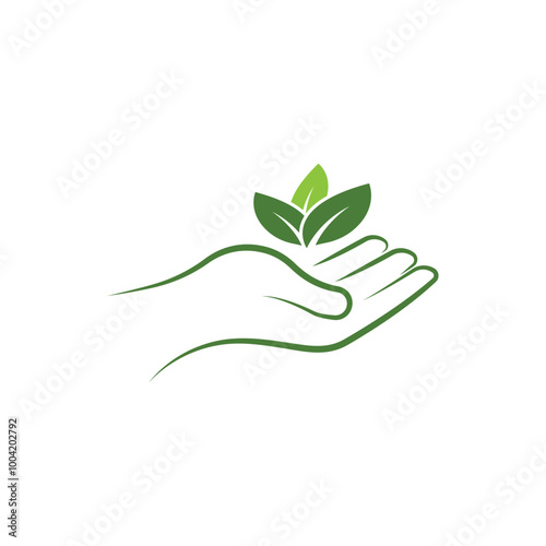 Eco care logo hand and leaf illustration