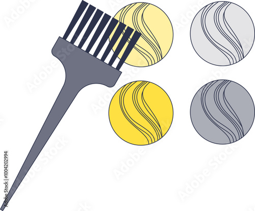 A hairbrush with a color palette, symbolizing hair coloring and styling options.