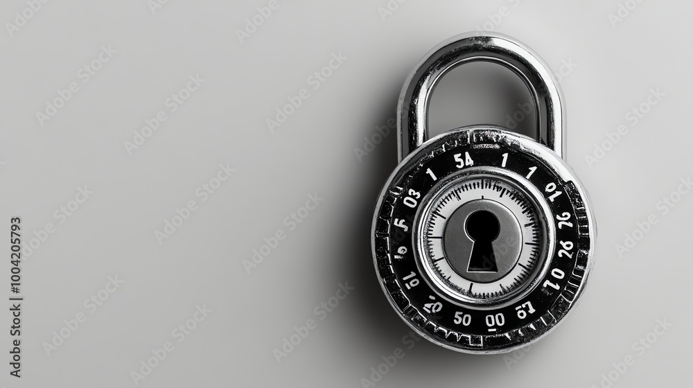 Combination padlock against a gray background. Combination padlock against a gray background.