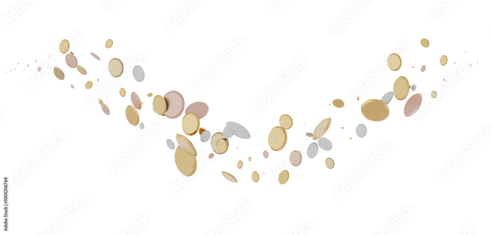 Joyful Deluge: Brilliant 3D Illustration Showcasing an Overflow of gold Confetti Joyful Deluge: Brilliant 3D Illustration Showcasing an Overflow of gold Confetti