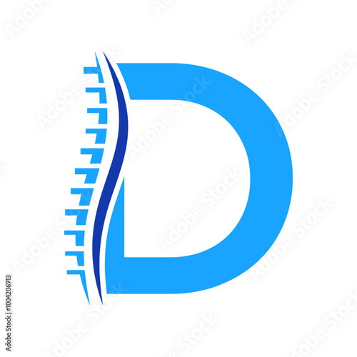 Spine diagnostic logo on letter D vector template. Orthopedic Symbol