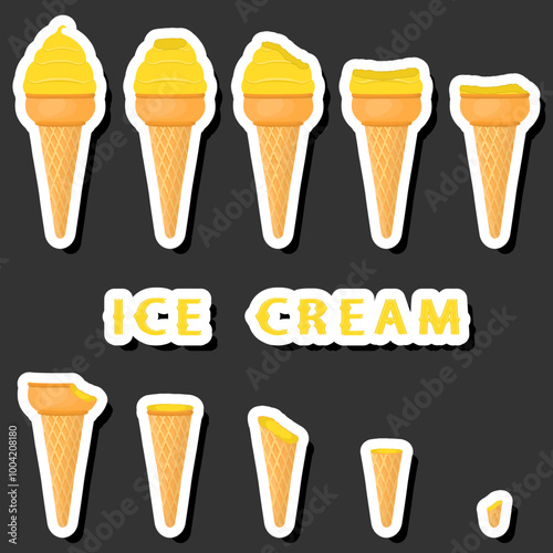 Big colorful set different forms natural dessert ice cream of consisting various ingredients