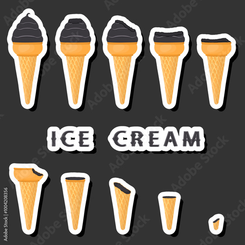 Big colorful set different forms natural dessert ice cream of consisting various ingredients