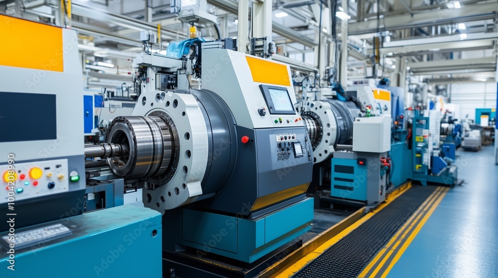 Advanced machinery in a modern manufacturing facility during daytime operations Advanced machinery in a modern manufacturing facility during daytime operations