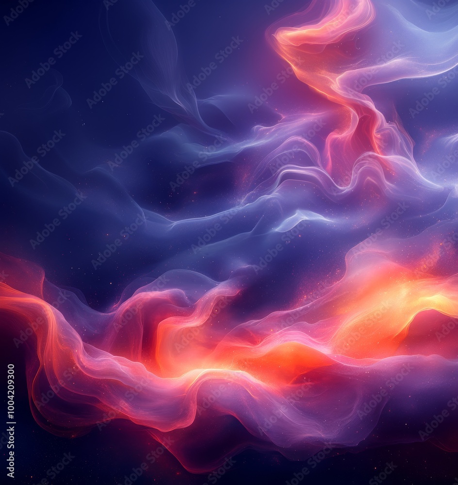 Fototapeta premium Abstract background wave form purple, orange and red tone.