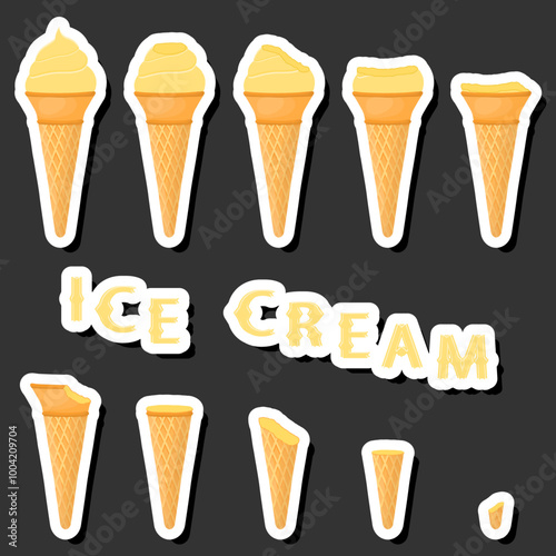 Big colorful set different forms natural dessert ice cream of consisting various ingredients