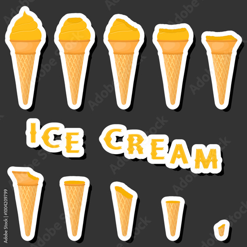 Big colorful set different forms natural dessert ice cream of consisting various ingredients