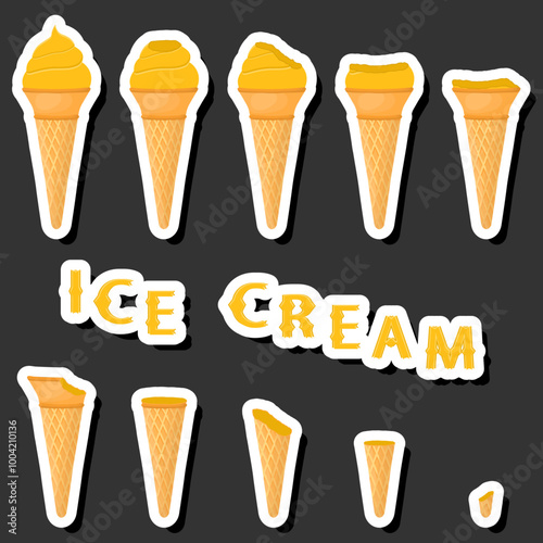Big colorful set different forms natural dessert ice cream of consisting various ingredients
