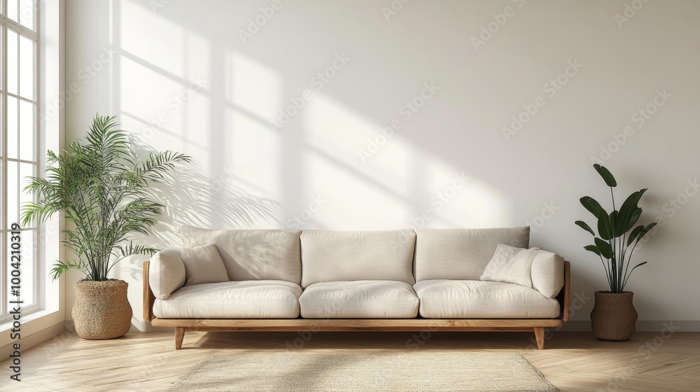 Fototapeta premium Minimalist Living Room with Natural Light